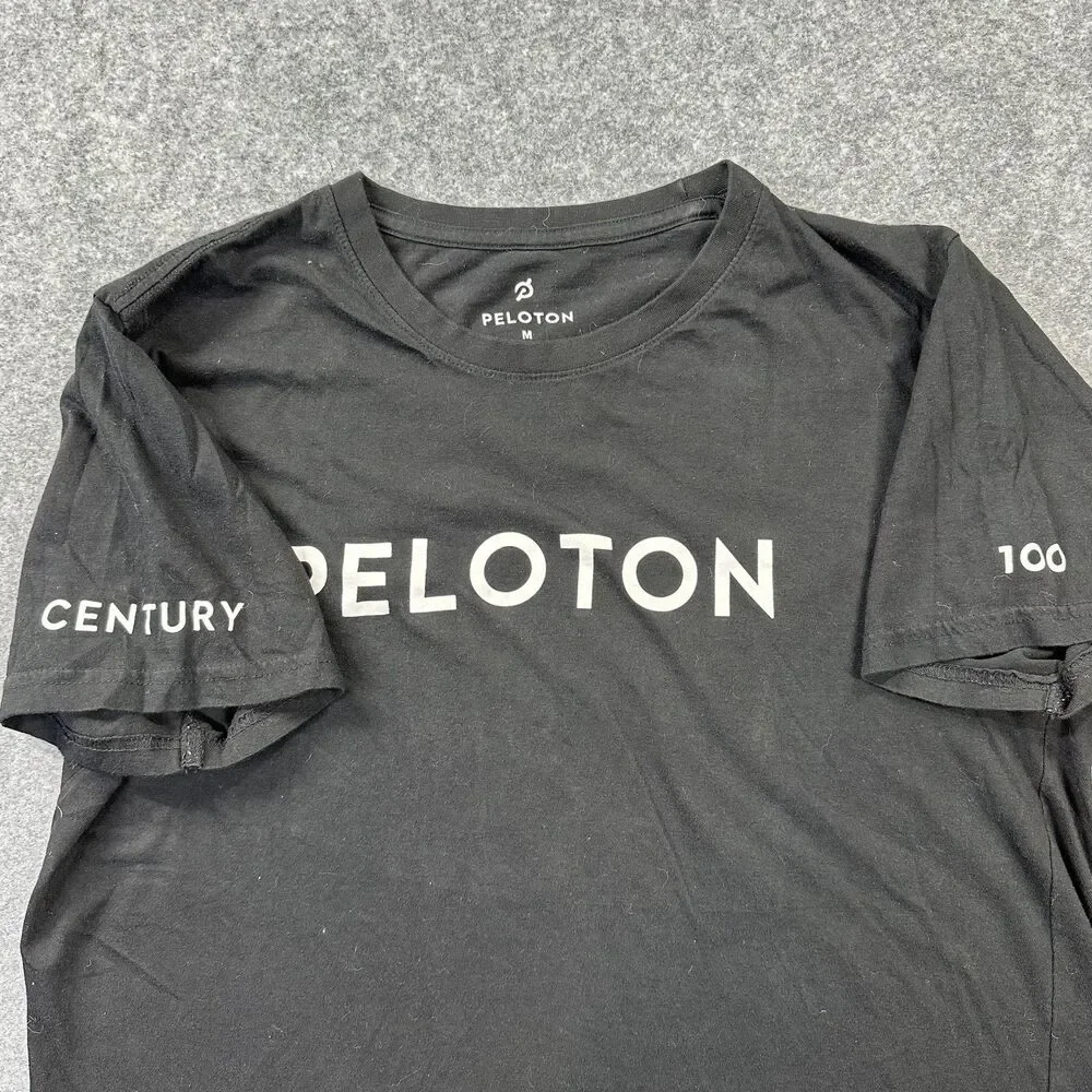 Peloton Shirt Mens Medium Black Century 100 Ride Graphic Tee Cotton Workout